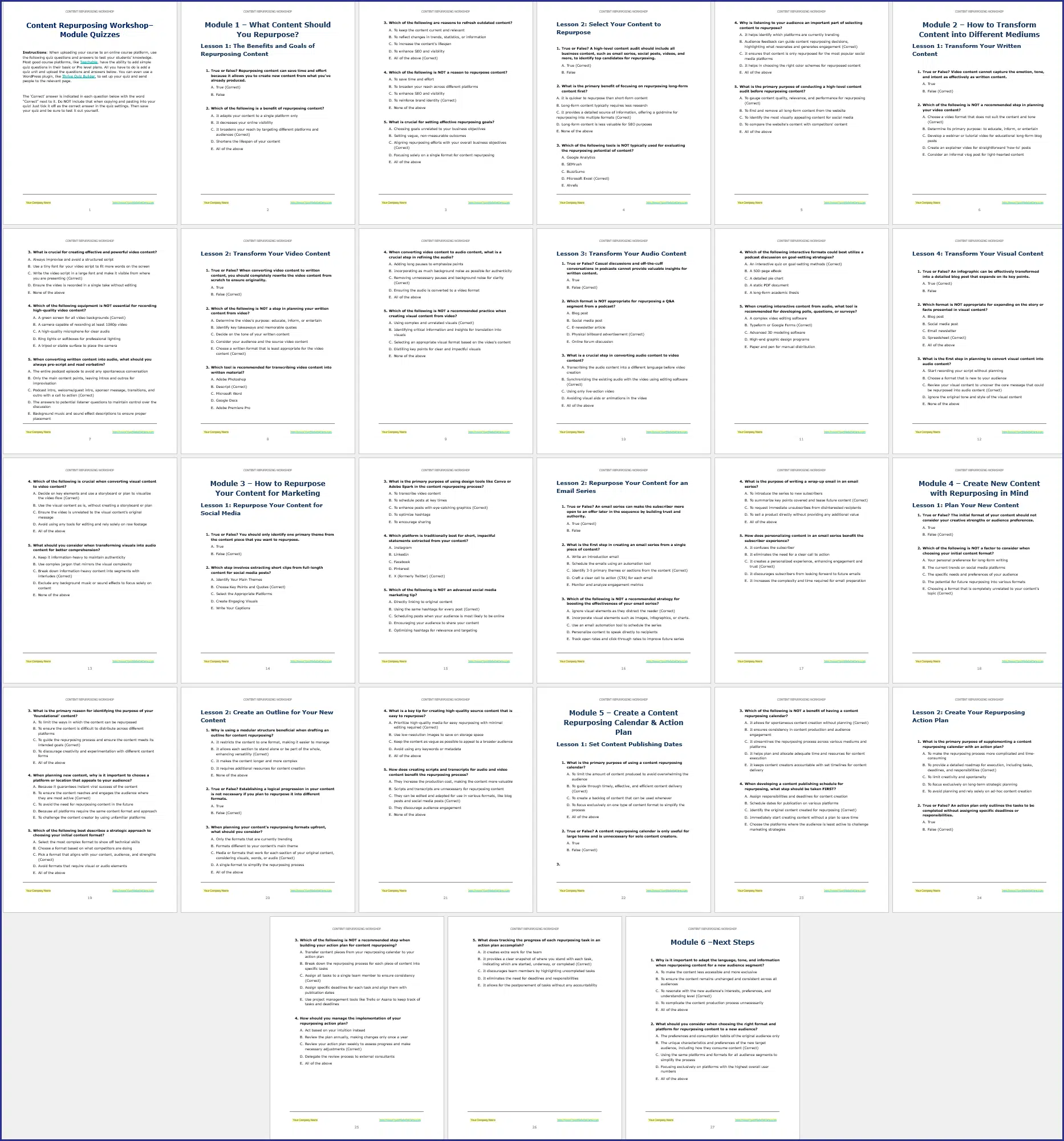 Content Repurposing Workshop - PLR Quizzes