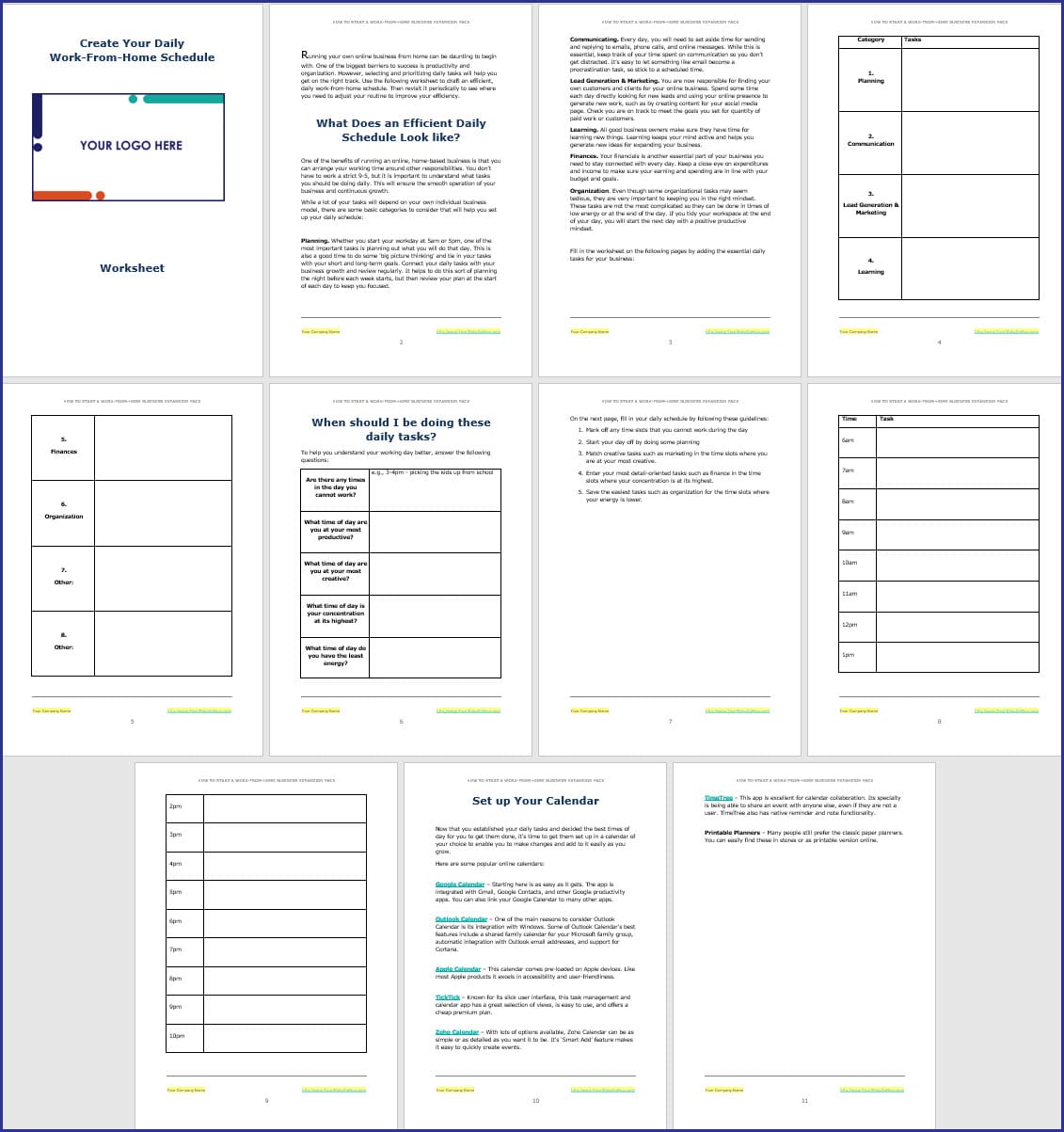 Create Your Daily Work From Home Schedule Worksheet