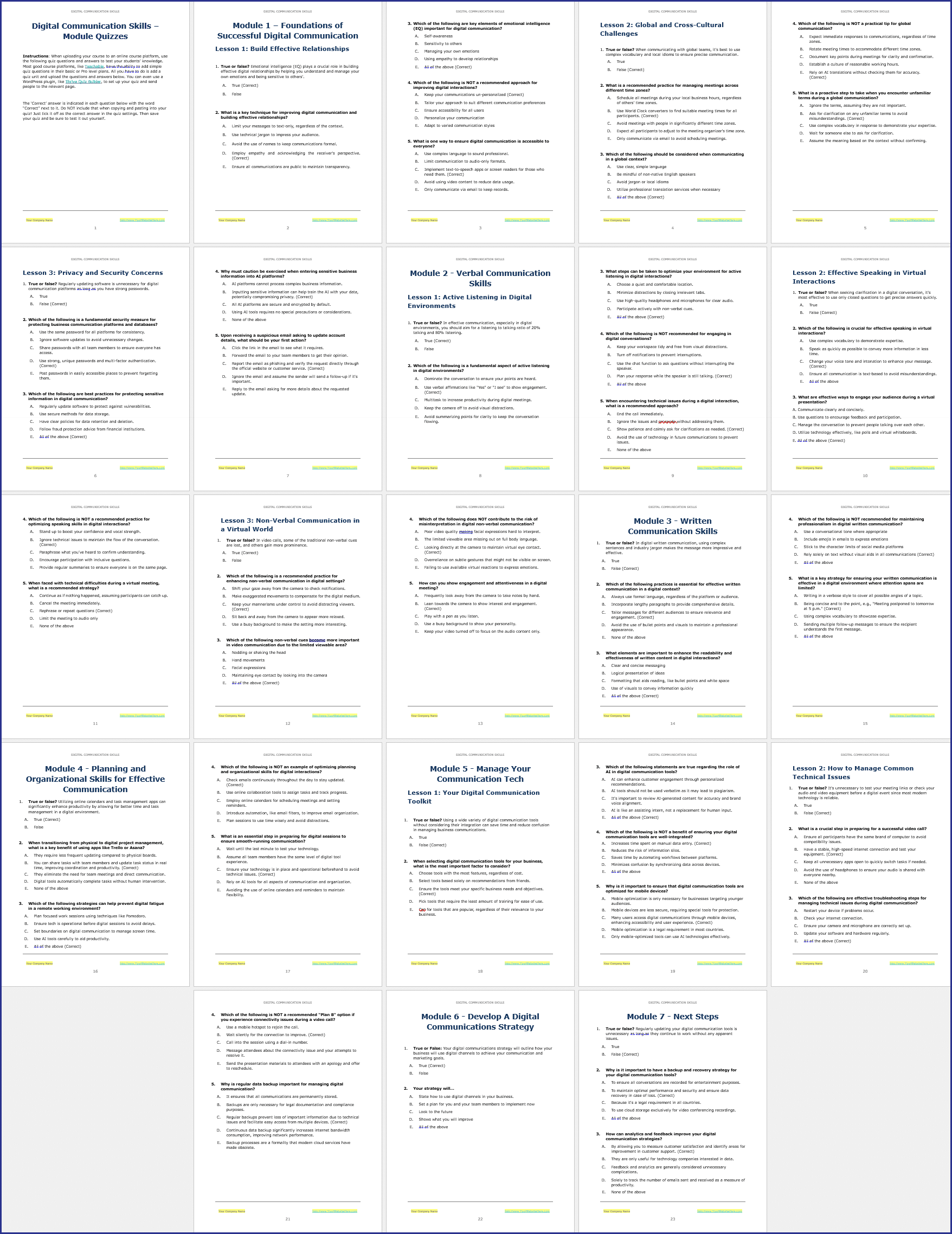 Digital Communication Skills - Module Quizzes