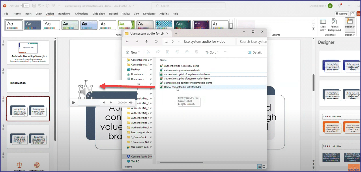 Add the Audio File to your Slides 