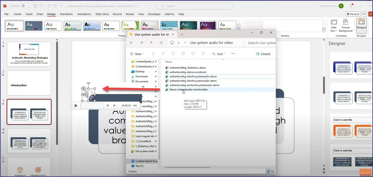 Add the Audio File to your Slides 