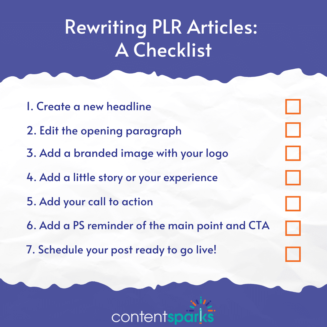 Rewriting PLR Articles: A Checklist
