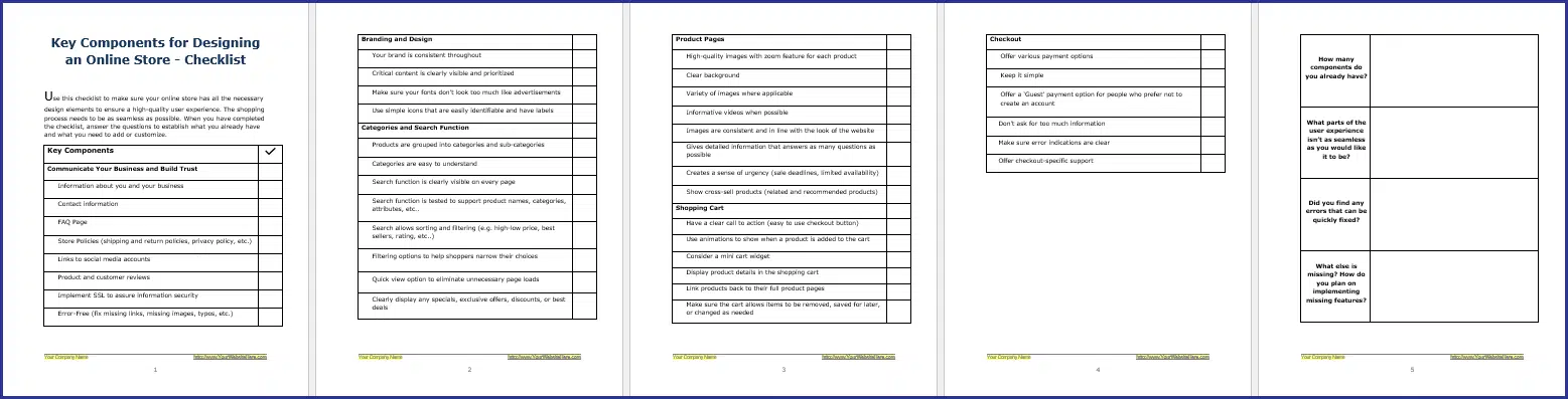 Key Components for Designing an Online Store Checklist