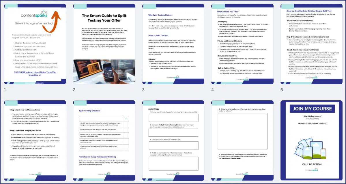 The Smart Guide to Split Testing Your Offer – Guide & Worksheet