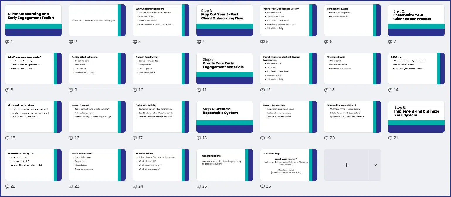 Client Onboarding and Early Engagement – PLR Toolkit - Slides