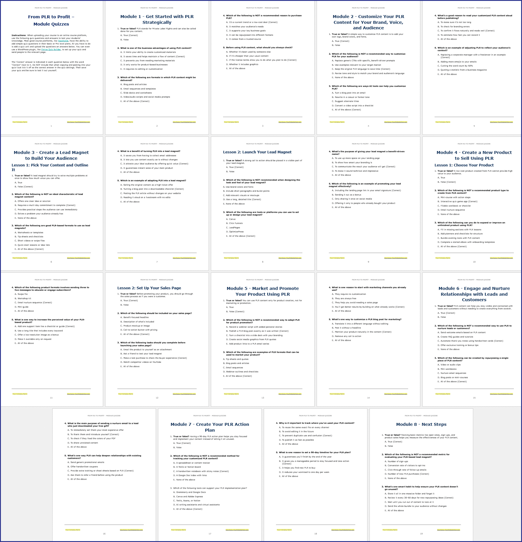 UsePLR_Quizzes From PLR to Profit PLR Course Quizzes