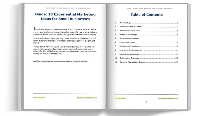 Guide 10 Experiential Marketing Ideas for Small Businesses1 2. Guide: 10 Experiential Marketing Ideas for Small Businesses