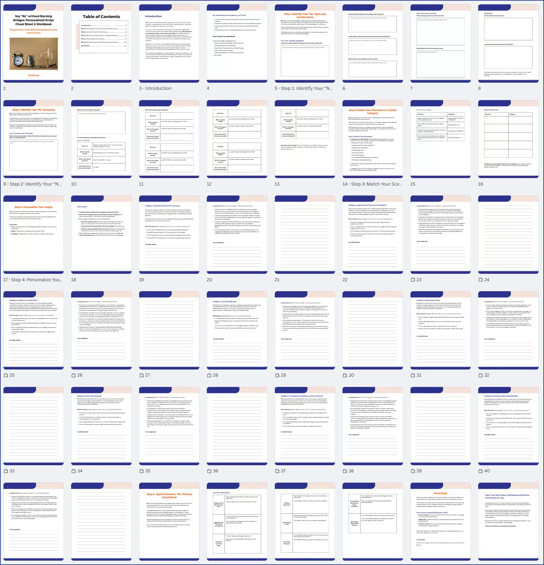 	Say “No” without Burning Bridges: Personalized Script Cheat Sheet & Workbook
