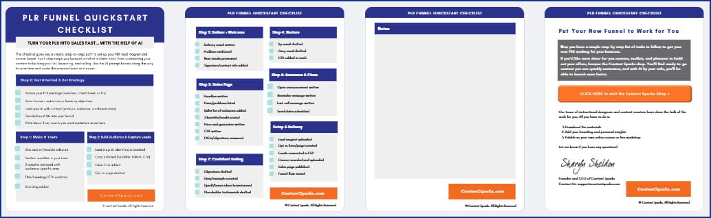 PLR Funnel Quickstart Checklist full AI Quickstart for Using Your PLR Checklist
