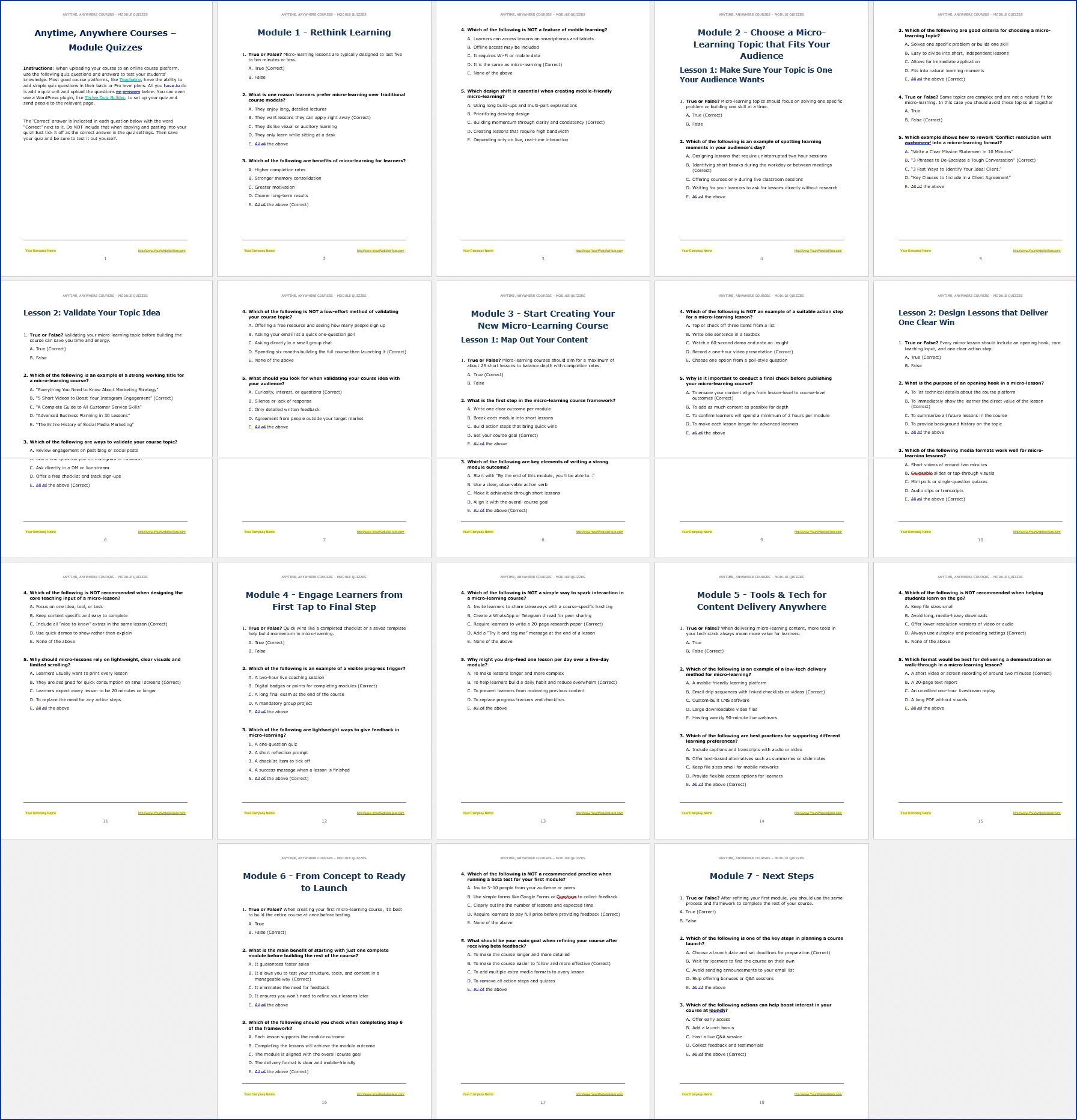 MicroLearning_Quizzes Micro-learning PLR Course Quizzes