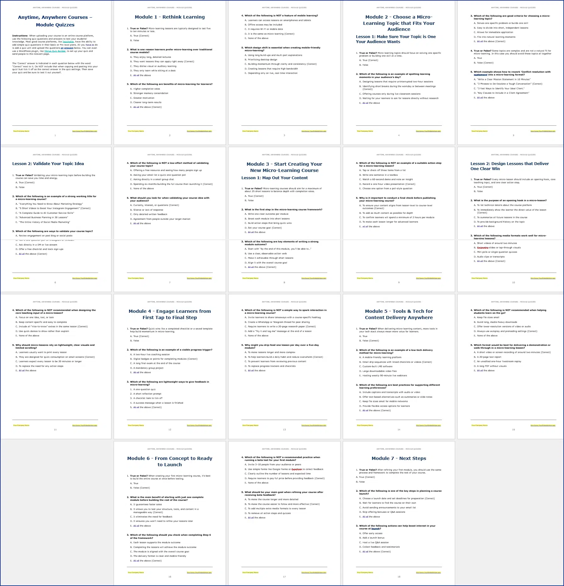 Micro-learning PLR Course Quizzes