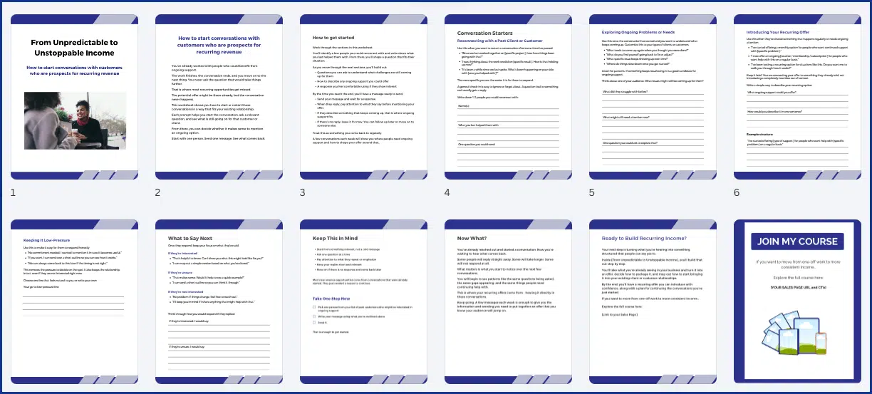 RecurringRevenue_Bonus From Unpredictable to Unstoppable Income Bonus Conversation Starters