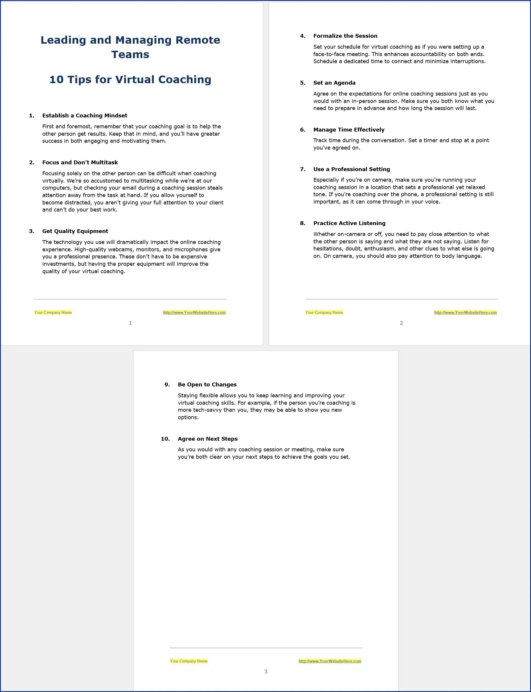 Virtual Coaching - 10 Tips 10 Tips for Virtual Coaching
