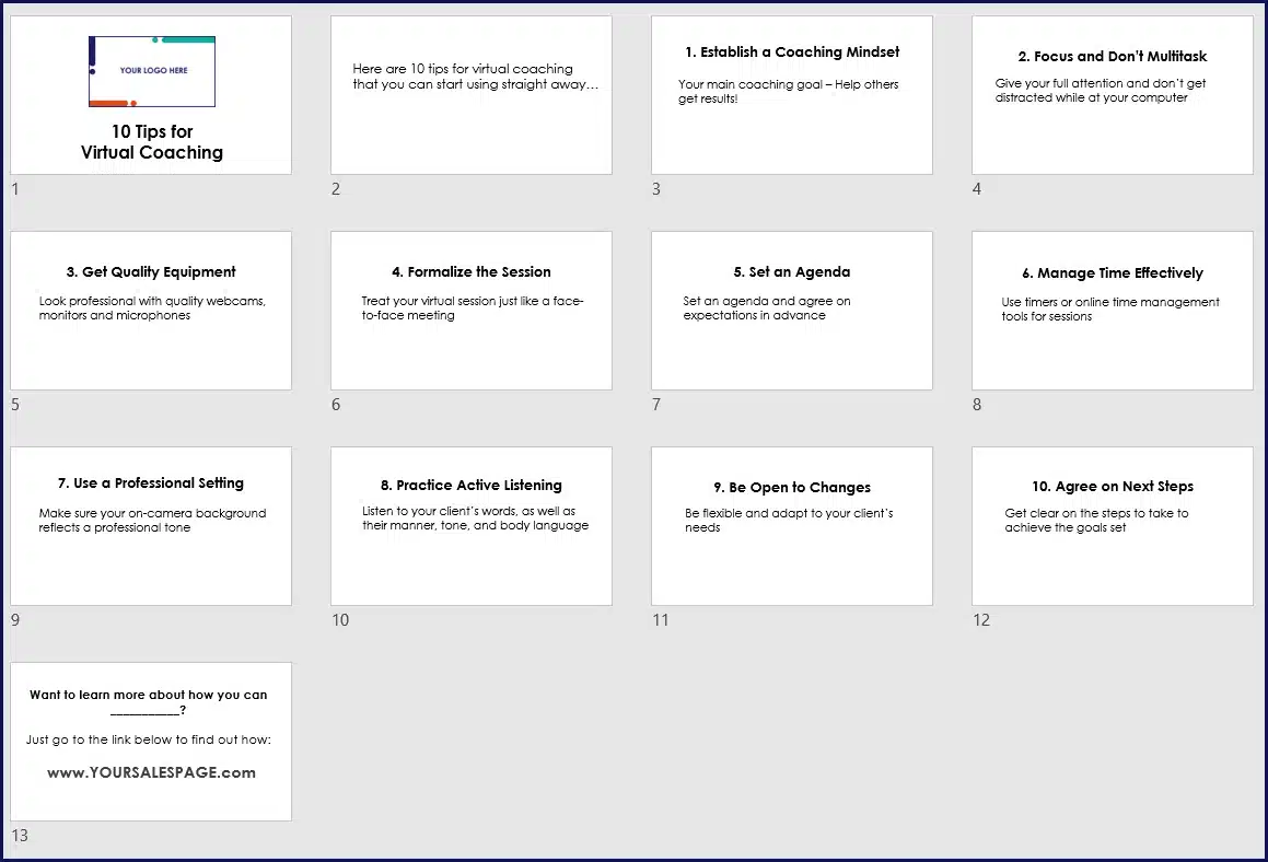 Virtual Coaching - 10 Tips Slideshow 10 Tips for Virtual Coaching Slideshow